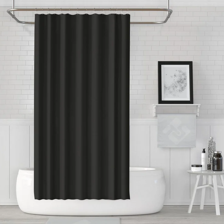 Ekershop Duschvorhang Textil Uni Farben Weiß Schwarz Rot Grau Breite 240 cm für Duschstange Breite 240 cm (inkl. Ringe), Höhe 200 cm, wasserabweisend, waschbar, bügelbar – Bild 2