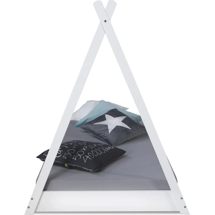 Kinderbett TIPI 90x200 Jugendbett weiß grau Holzbett Kinderzimmer Stoff – Bild 5