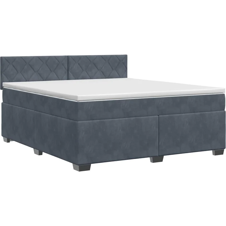 vidaXL Boxspringbett mit Matratze Dunkelgrau 140 x 190 cm Samt 3450717 – Bild 2