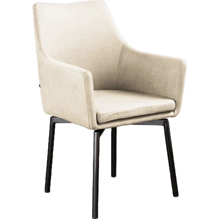 Stuhl Cali Sessel Microfaser Esszimmerstuhl creme Füße matt-schwarz 88.5 x 61 x 56 cm – Bild 3