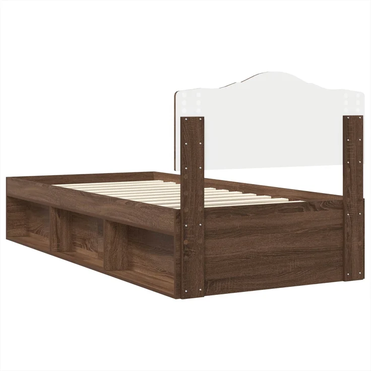 vidaXL Bettrahmen Braun Eichen-Optik 90 x 190 cm Massives Kiefernholz 3412958 – Bild 8