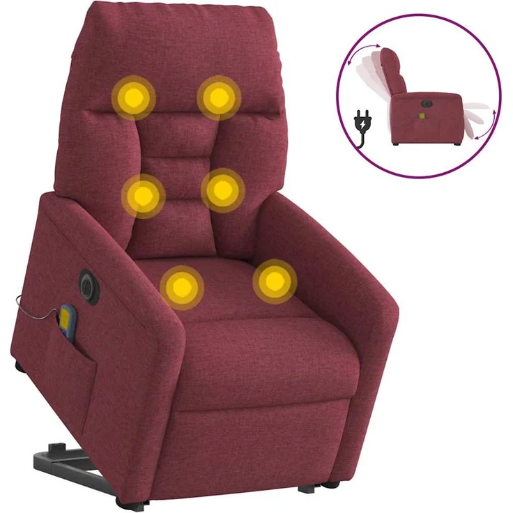 vidaXL Elektrischer Massagesessel mit Aufstehhilfe Weinrot Stoff 3303065 – Bild 1