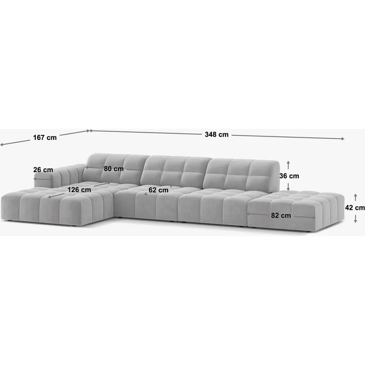 Micadoni Ecksofa Jennifer 5-Sitzer Samt Bluvel Dunkelbeige Rechts – Bild 4