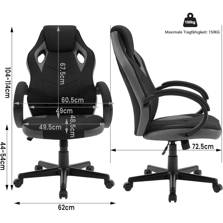Woltu Gaming-Stuhl (1 St), Bürostuhl, drehbar ergonomisch höhenverstellbar – Bild 2