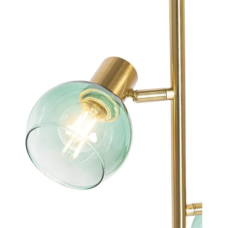 Qazqa Stehlampe Vidro, ohne Leuchtmittel, E14, Grün, Art Deco, Stahl, 3-flammig – Bild 2