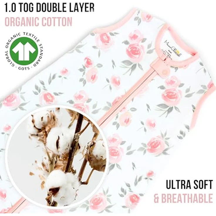 Babyschlafsack aus Bio-Baumwolle 0.5 TOG Sommer Schlafsack 2er-Pack | Atmungsaktiv, leichter Sommerschlafsack aus GOTS-zertifizierter Bio-Baumwolle für 6–12 Monate von Mama Cheetah – Bild 2