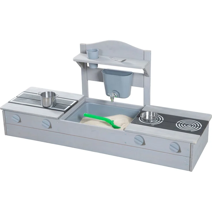 roba 2in1 Balkonsandkasten & Matschküche für Kinder - FSC®-zertifiziert - Inkl. Zubehör - Kompakte Spielküche für Balkon & Garten - Grau – Bild 8