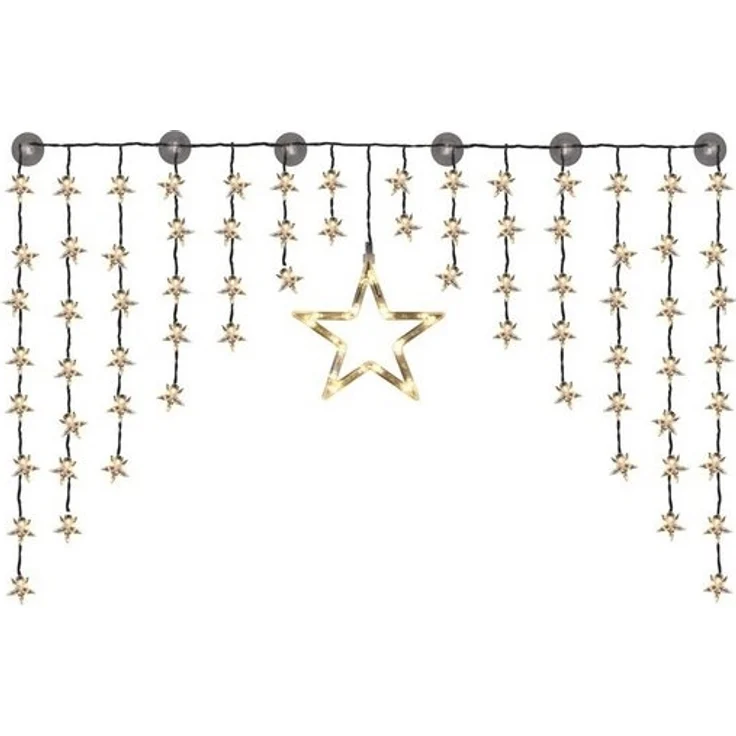 Spetebo Lichtervorhang LED Sternen Lichtervorhang warm weiß - 140 cm, 90-flammig, Deko Lichterkette mit 90 LED für Innen und Außen – Bild 2