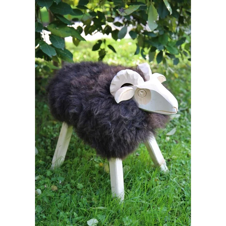 Holzschaf Paulchen M Lammfell Modell 80 Braun – Bild 3