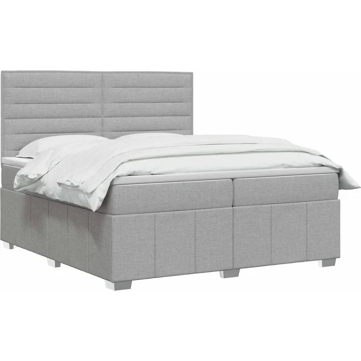 vidaXL Boxspringbett mit Matratze Hellgrau 160 x 200 cm Stoff 3454169 – Bild 3
