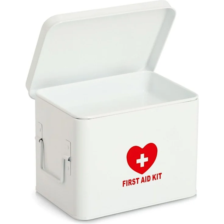 ZELLER 19244 Medizinbox FIRST AID KIT Metall weiß - 22 x 16 x 16 cm / Arzneimittelaufbewahrung – Bild 2
