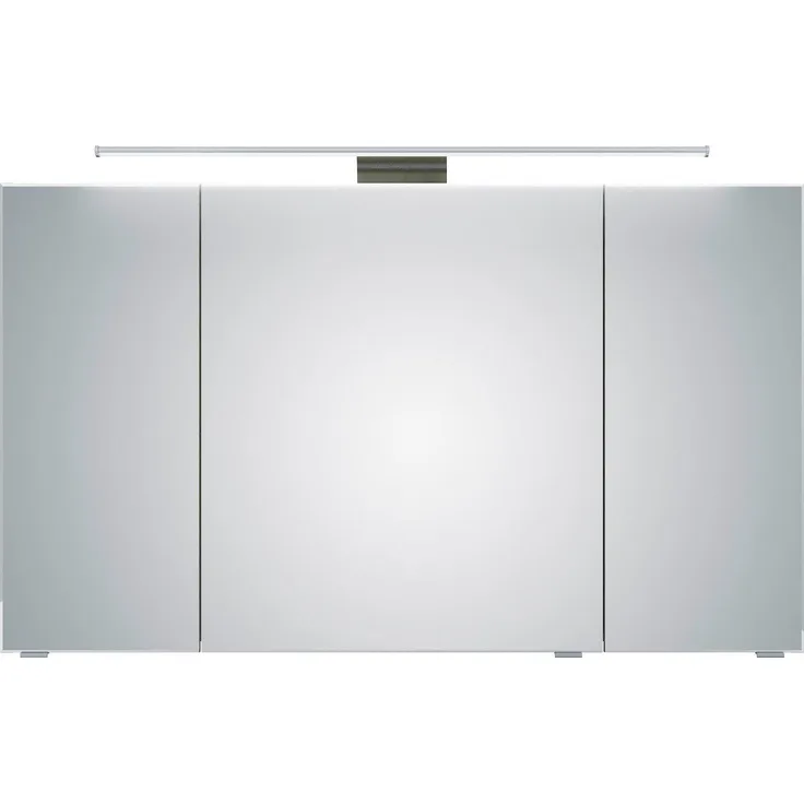 Saphir Spiegelschrank 6005 Sprint Badschrank, 3 Spiegeltüren, 6 Einlegeböden, 120 cm breit inkl. LED-Beleuchtung, Türdämpfer, Schalter-/Steckdosenkombination