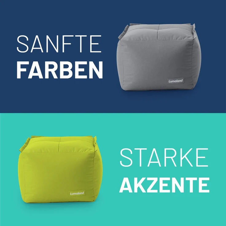 Lumaland Sitzsack-Sofa, Polyester, Pouf, Apfelgrün, 40 x 54 x 54 cm – Bild 8