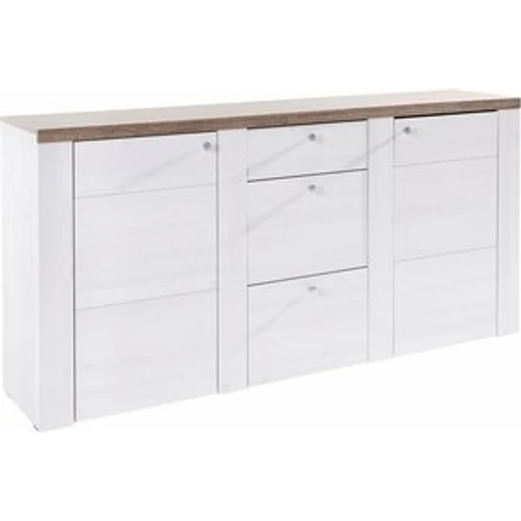 Home affaire Sideboard Larona, zeitlose Kommode mit 2 Türen, 3 Schubkästen, Türkommode, Höhe 84 cm, viel Stauraum, Anrichte mit dekorativer Rahmenoptik – Bild 6