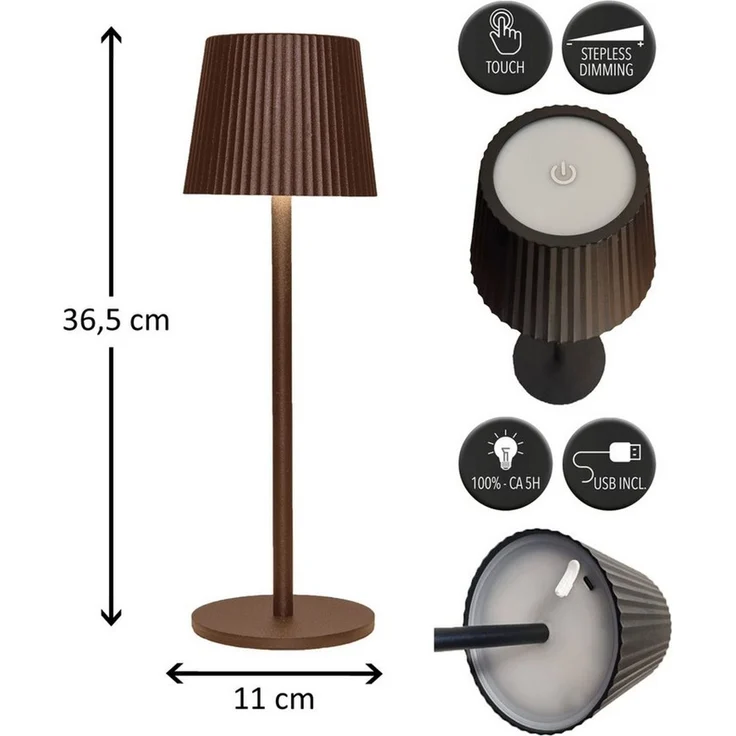 Coen Bakker Deco BV LED Tischleuchte Touch Tischlampe Dimmbar Akku In-/Outdoor IP44, Touch-Funktion, LED fest verbaut, Warmweiß, Kaltweiß, Tageslichtweiß – Bild 2