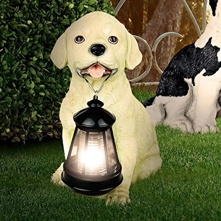 GLOBO 33372 Solar Außenleuchte Hund braun-weiß, wetterbeständig, 1 x LED, 25 cm hoch – Bild 5