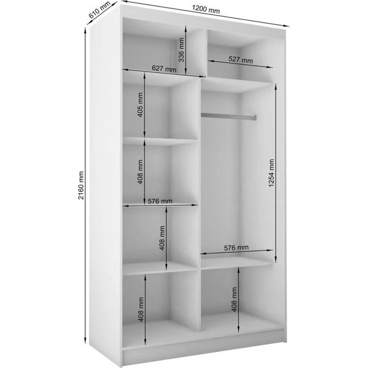 Beautysofa Kleiderschrank Helix (Garderobe mit Scharniertüren, mit Spiegel, schwarzes / weißes / graues / artisan) mit Lamellen – Bild 2