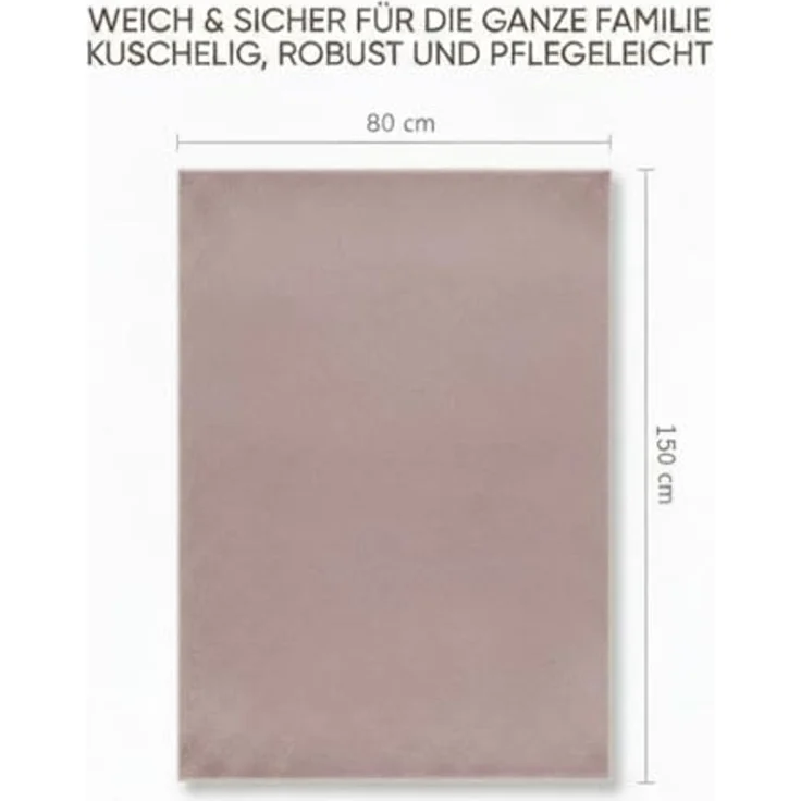 Jimri Moderner Teppich Wohnzimmer – Weich, Strapazierfähig & Pflegeleicht – Einfarbig Rosa, Rund & Rechteckig – Hochwertige Verarbeitung – Oeko-TEX Zertifiziert – Rosa, Rechteckig 80x150 cm – Bild 2