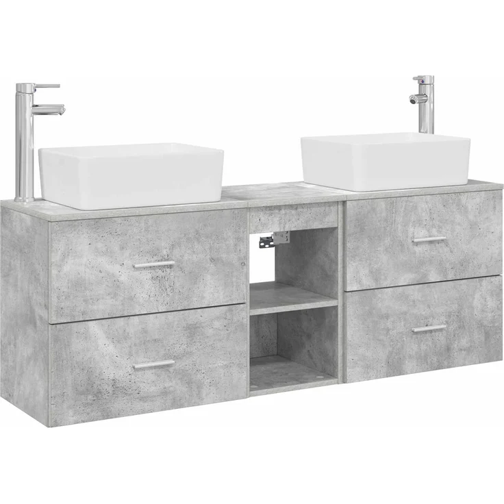 vidaXL Badezimmerschrank-Set 3 stk. Betongrau 136 x 35 x 80 cm 3405854 – Bild 2