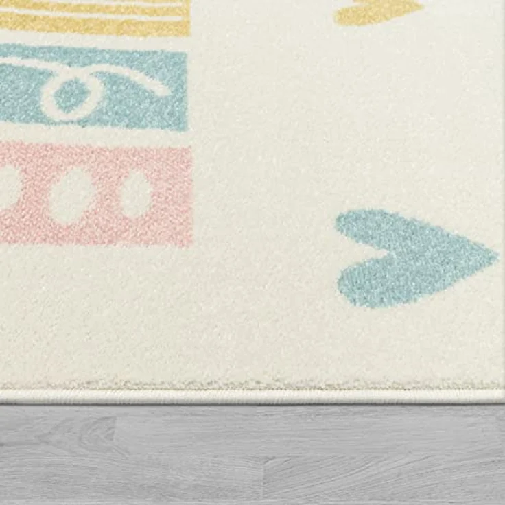 Paco Home Kinderteppich Nino 887, rechteckig, Höhe: 13 mm, Kurzflor, Spielteppich, Motiv Regenbogen & Herzen, Kinderzimmer – Bild 3