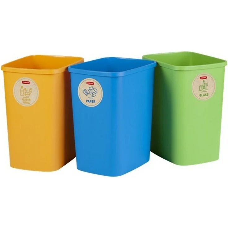 Curver Mülltrennsystem 249841, Eco Friendly 3er-Set Mülltrennungssystem 3x9L – Bild 1
