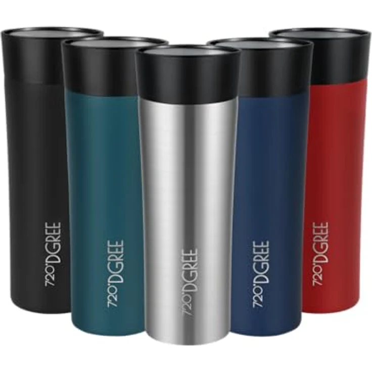 720°DGREE Thermobecher 460ml “PleasureToGo 2.0” - 6h Heiß, 12h Kalt, Auslaufsicher, BPA-Frei, Hygienisch, 360° Trinköffnung - Silber – Bild 1