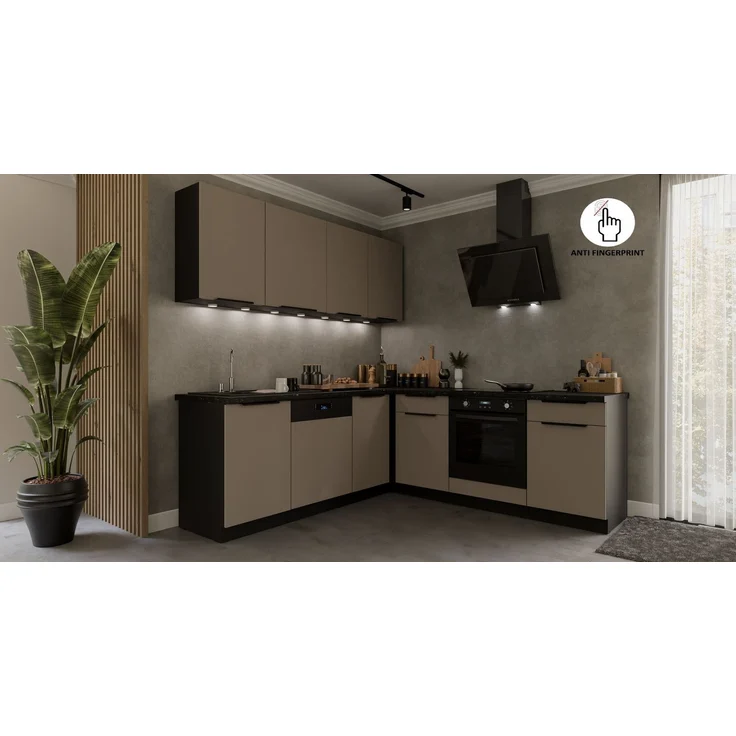 Winkelküche ARIA K-BL ECKE 1 - 215 x 220 + 120 cm Anti Fingerprint Küchenzeile Küchenblock Singleküche Einbauküche Küche Eckküche – Bild 3