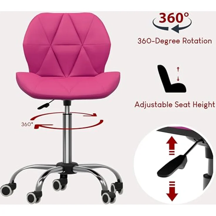 Vida Designs Geo Büro Computer Sessel Gaming Sekretär Einstellbar Drehbar Standfüße Hebel Chrom PU Kunstleder Pink – Bild 4