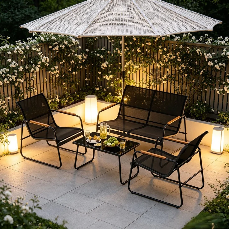 4-STEIL Gesprächsmöbel Set,Patio Möbel Set,Rasenmöbel Set,Outdoor Möbel Set--Schwarz--111.5x76.5x75cm--YOUDENOVA – Bild 5
