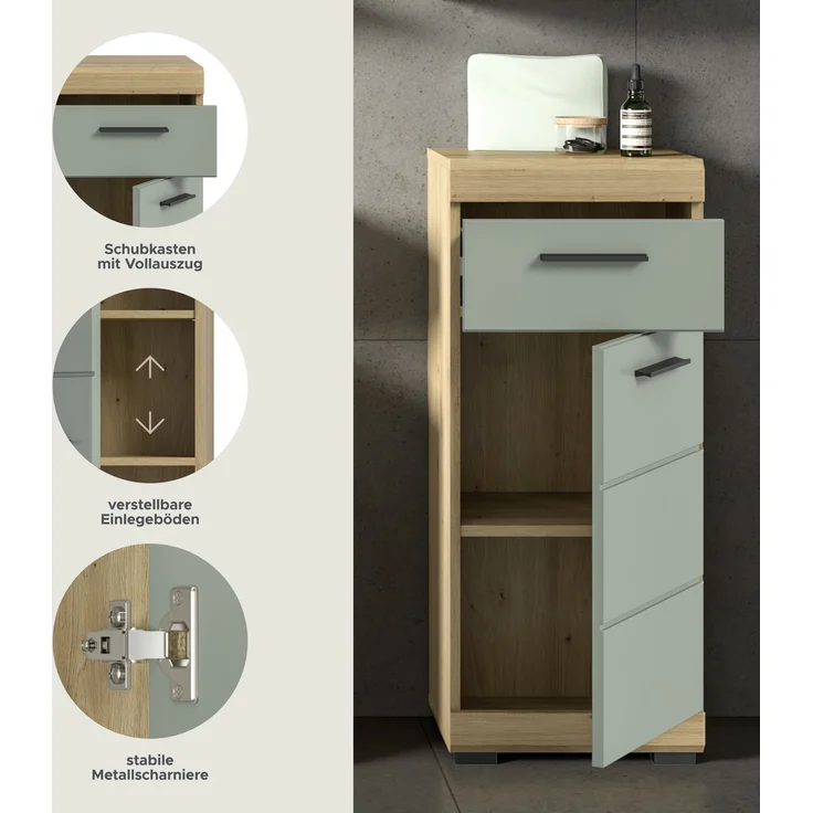 Xonox Scout Standschrank (B/H/T: 37x88x31 cm) in Salbei und Artisan Eiche Nachbildung – Bild 9