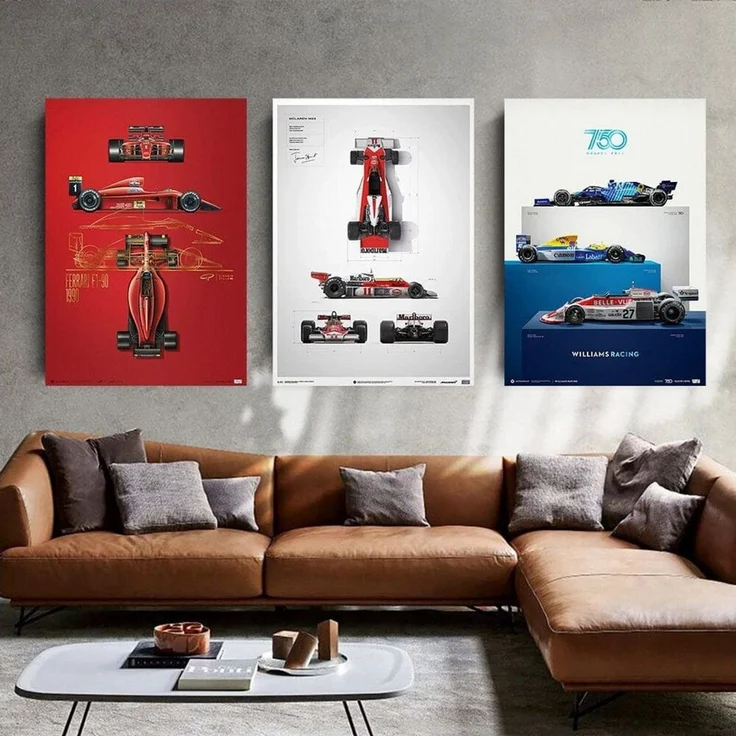 JUSTGOODMOOD Poster Formel 1 Rennfahrer Legenden Rennwagen Ferrari Williams Racing Deko Pr, A (1 St) – Bild 1