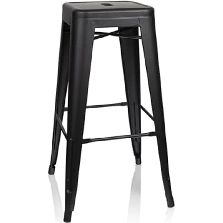 MID.YOU Barhocker Schwarz, Metall, stapelbar und abwischbar, 44x77x44 cm, Esszimmer Barmöbel – Bild 5