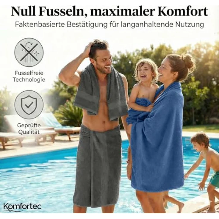 Komfortec Handtuch Set 100% Baumwolle, 4 Badetücher 70x140 und 4 Handtücher 50x100 cm, Frottee (Packung, 8-St), Badehandtuch & XXL Saunatuch, Weich, Towel, Groß – Bild 7