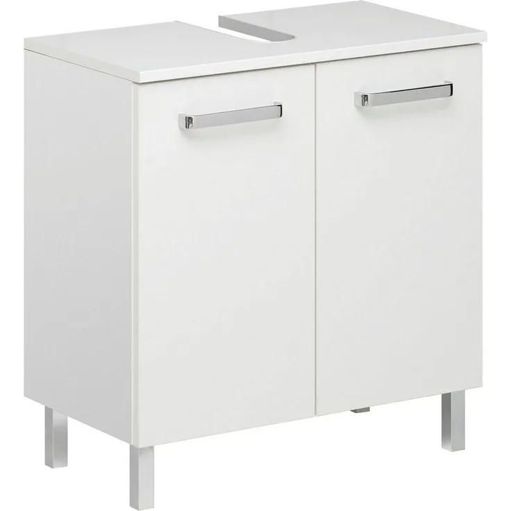 Saphir Waschbeckenunterschrank Quickset Unterbeckenschrank mit 2 Türen, 60 cm breit, ohne Waschbecken Waschbeckenschrank inkl. Türdämpfer, Griffe in Chrom Glanz
