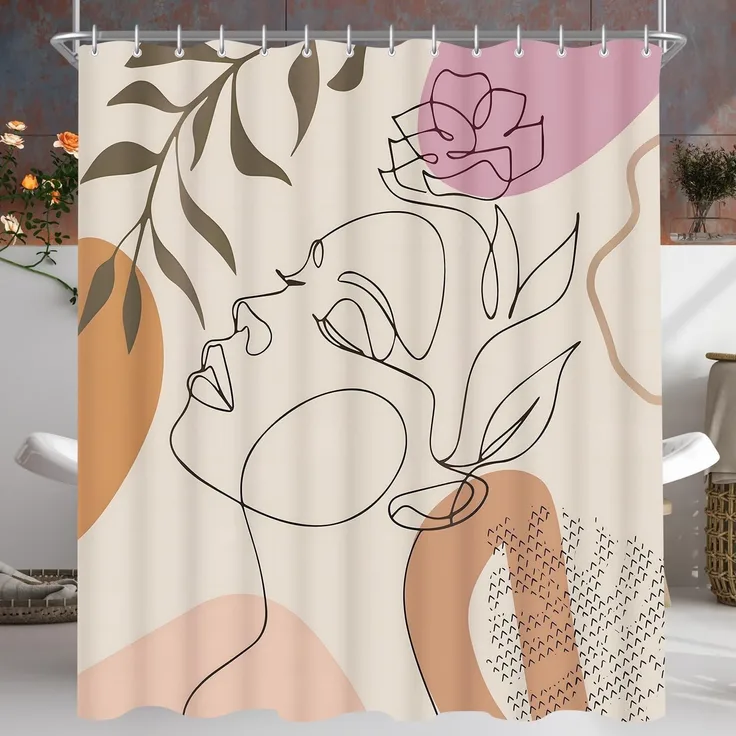 Duschvorhang 240x200cm Eindrücke Frauen Wasserdicht Saum Polyester 16 Ösen