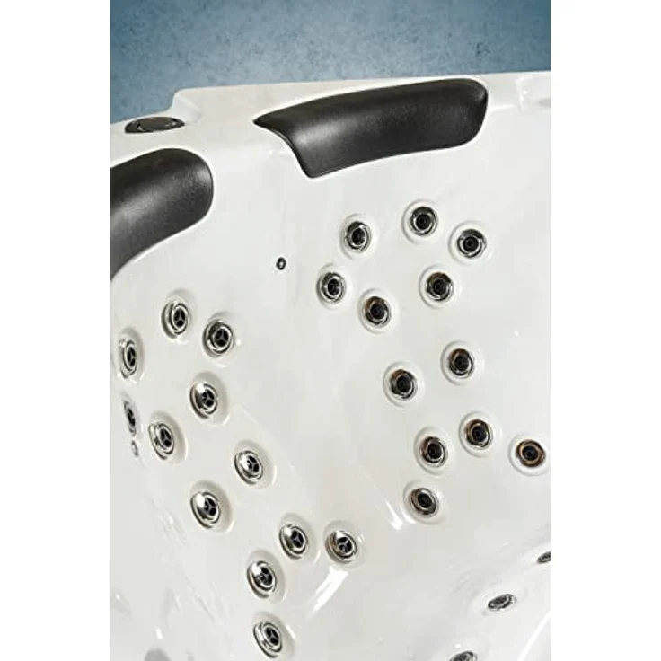 PureHaven American Outdoor-Whirlpool 230x230 cm für 6 Personen, 71 Massagedüsen, Heizung, LED-Beleuchtung, Thermoabdeckung, Farbe Sterling Silber/Grau – Bild 5