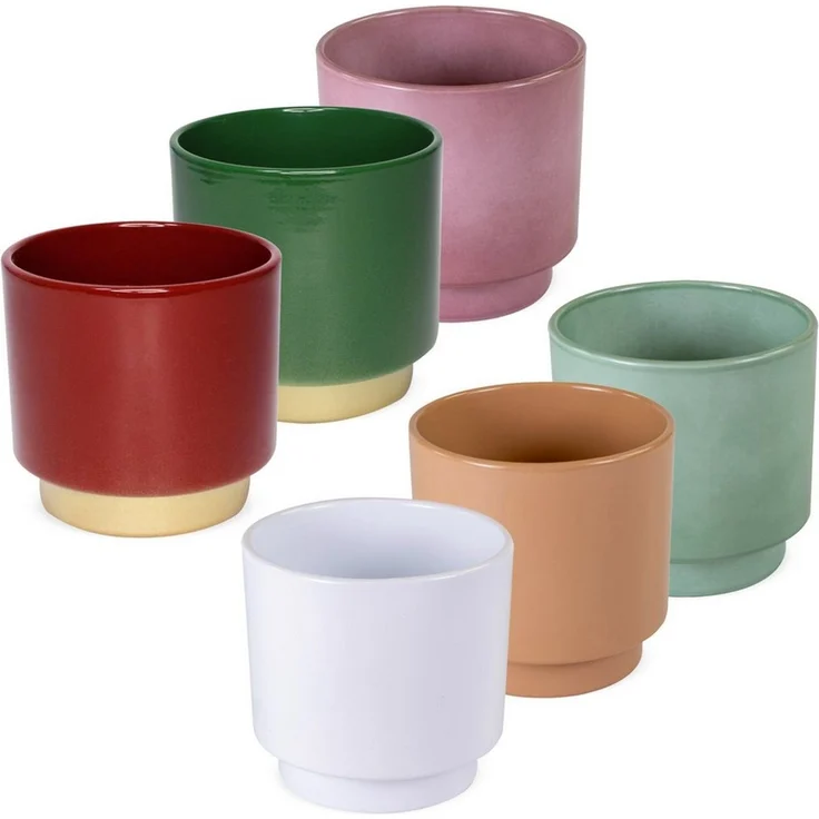 matches21 HOME & HOBBY Blumentopf Blumentöpfe 2er Set aus Keramik in Ø 10,5 x 10,5 cm in Weiß (2 St), Zeitlose Übertöpfe mit Fuß – Bild 2