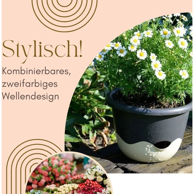 Blumentopf Hängend Blumenampel Außen Hängend Hängetopf Für Pflanzen Hängepflanzen Topf Hängeampel Hängender Blumentopf Mit Kette Wasserspeicher 25 Elfenbein – Bild 4