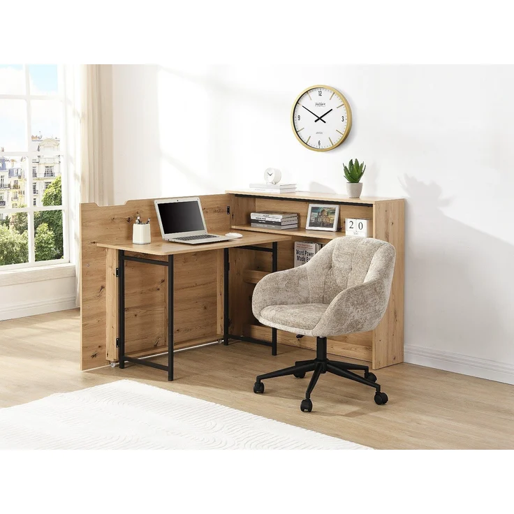 Vente-unique - RELIMY - Schreibtisch - Metall - Naturfarben hell - 115 x 27 x 93 cm – Bild 2
