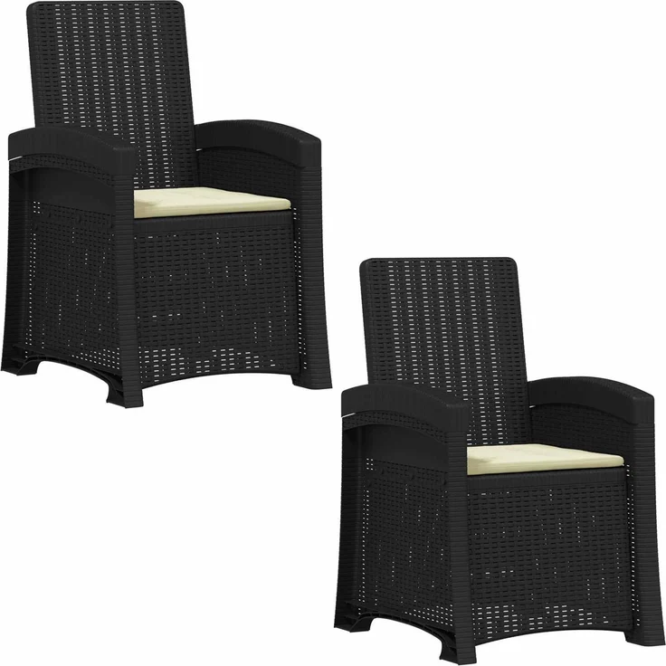vidaXL Liegesessel Garten Rattan-Optik 2 Stk. Anthrazit und Creme PP 8012016 – Bild 2