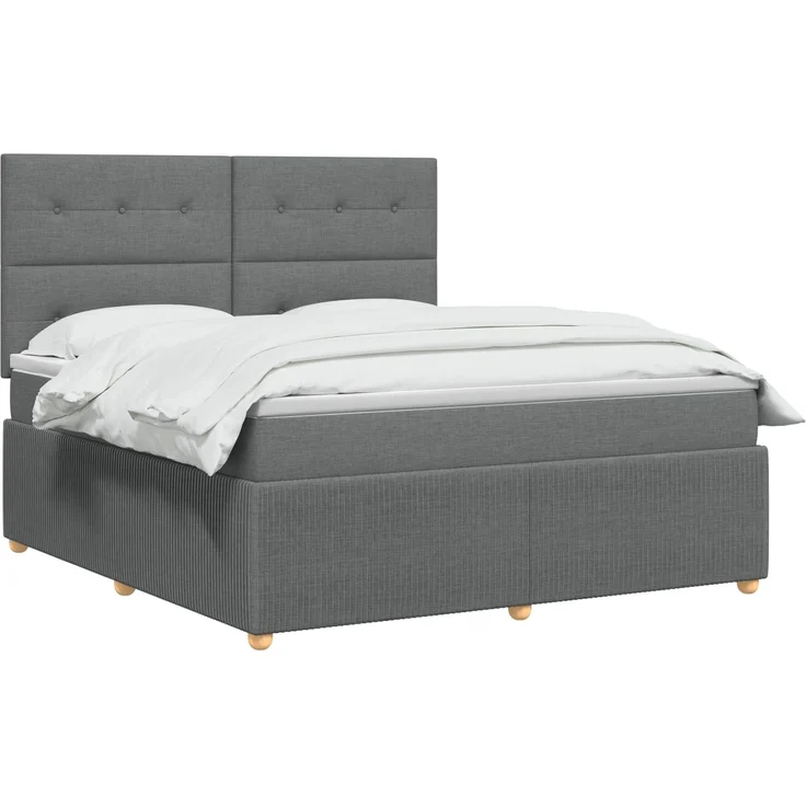 vidaXL Boxspringbett mit Matratze Dunkelgrau 160 x 200 cm Stoff 3454432 – Bild 3