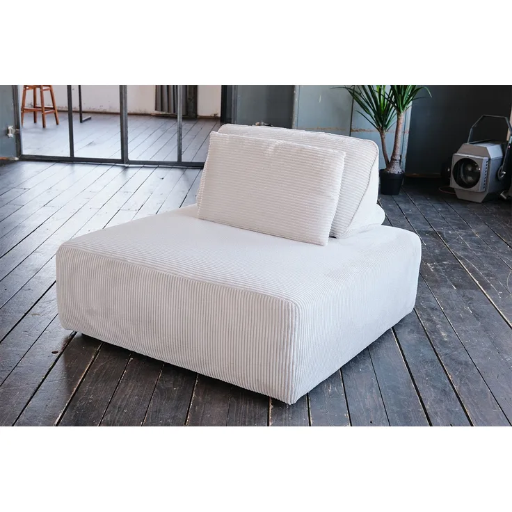 KAWOLA Hocker WIOLO SOFT Polsterhocker mit Rückenkissen Cord hellgrau 84 x 111 x 111 cm