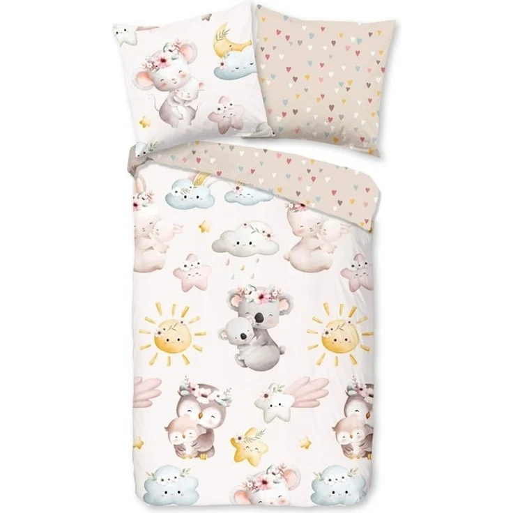 good morning Babybettwäsche Hugss, Renforcé, 2 teilig, Baumwolle, Renforcé, 2 Teilig, Wendeoptik, Kind, Baby, Mädchen, Tiere – Bild 4