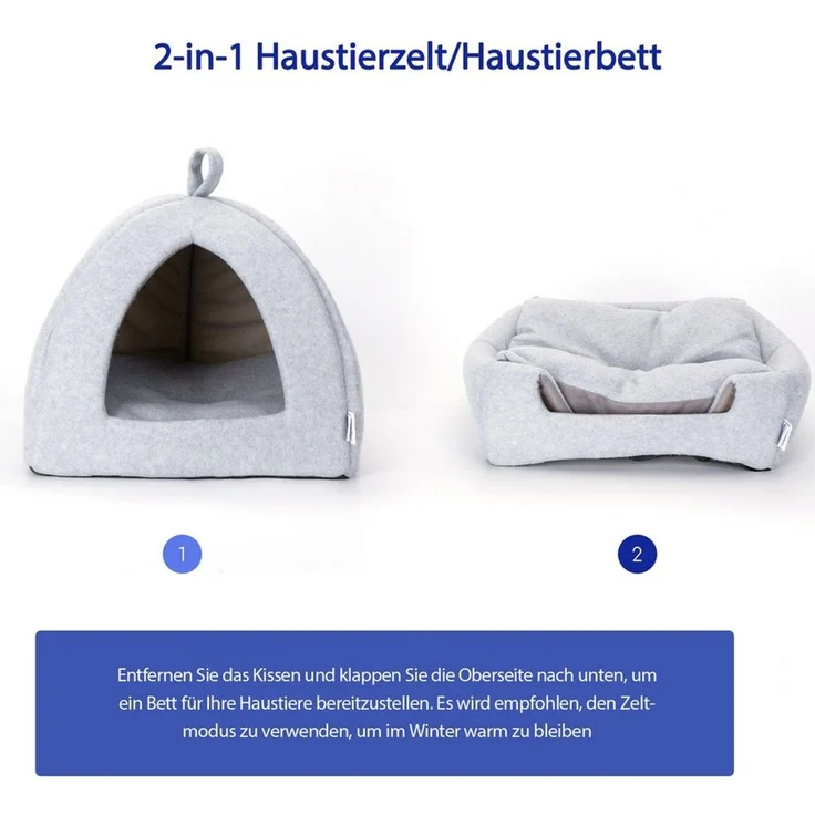 nobleza Tierbett Faltbares Katzenhaus Zwei in Eins Hund Katzenbett – Bild 3