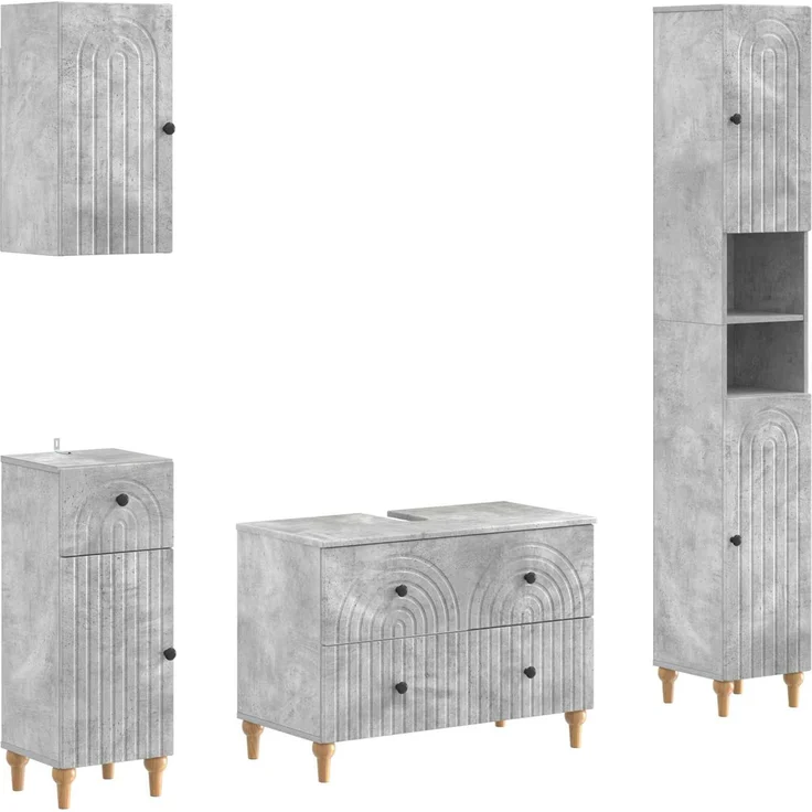vidaXL 4-teiliges Badezimmer-Schrank-Set ALKMAAR Betongrau 3417912 – Bild 2