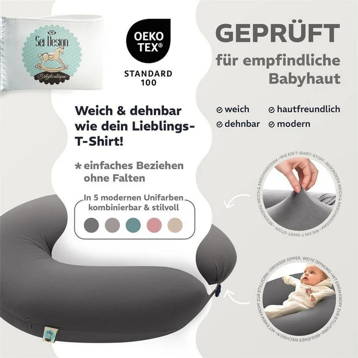 SEI Design Stillkissenbezüge Bezüg für Stillkissen Lagerungskissen Seitenschläferkissen 190x30 cm – Bild 2