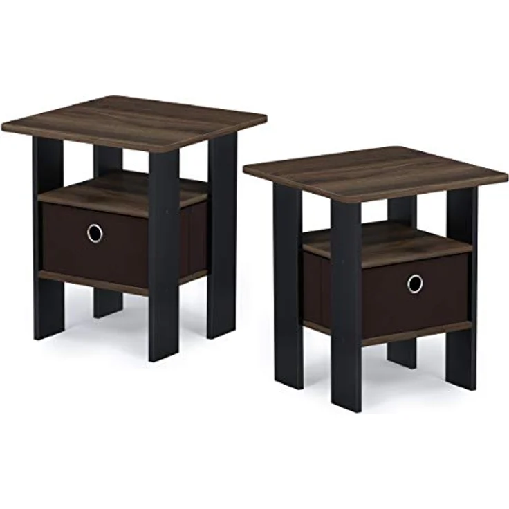 Furinno Andrey Beistelltisch, Nachttisch (2er Set), Holz, Walnuss/Dunkelbraun, 39. 37x39. 37x44. 45 cm – Bild 5