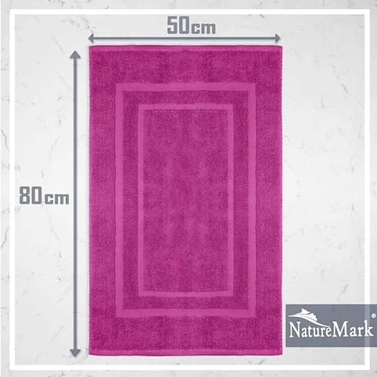 NatureMark 2er Pack Badvorleger Badematte | Premium Qualität | 100% Baumwolle | 50x80 cm | Duschvorleger Duschmatte Doppelpack | Farbe: Pink – Bild 3