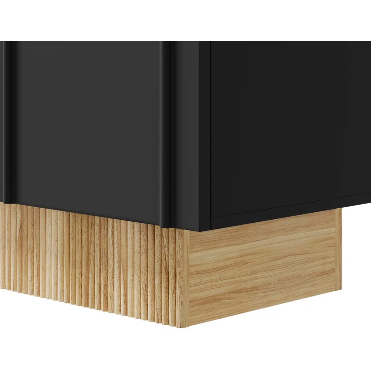 DESVIAE Sideboard mit 4 Türen und U-Relief 160x75x38 cm Spanplatte Schwarz-Holzoptik – Bild 9