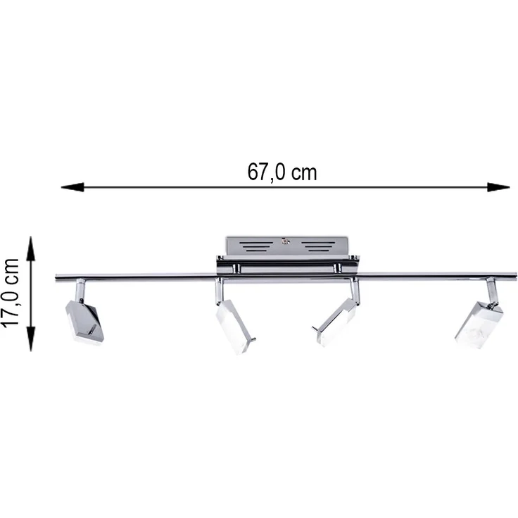 LED Deckenleuchte, chrom, Spots beweglich, L 67 cm – Bild 7